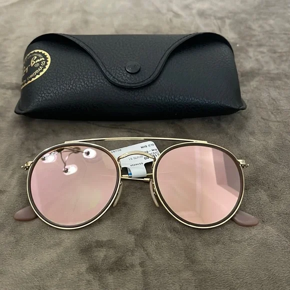 Double Bridge Ray Ban Gold Copper Flash Ray Ban Round Double